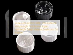 Single Lens φ20mm 93%+ Transmittance Multiple Light Distribution Angles Lightweight Tough Material Grade Lens For Brighten