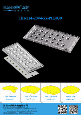 High Power LED Lens for Street and Parking Lot Lighting 80 Light Source 92% Transmittance