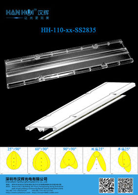 PMMA Material 2835 LEDs High transmittances High Power LED Light Lens For Linear Lighting