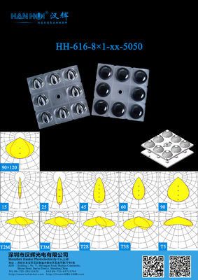 5050 Lens High Performance 8 In 1 LED Lens For Street Lighting / Flood Lighting