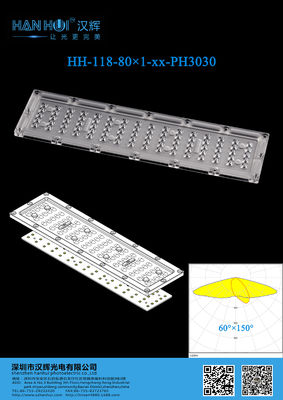 295×80mm 3030 LEDs High Transmittances LED Light Lens For Flood Lighting