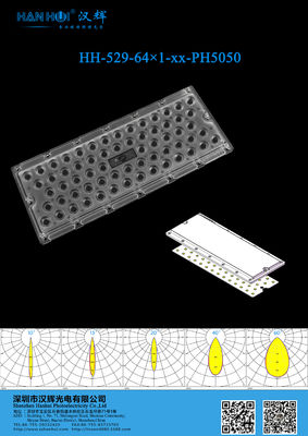 10°/15°/20°/40°/60° Available 64×1 LED Lens 286×116×11.8mm WaterProof High Power For Stadium Lighting