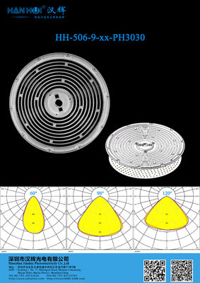 High Power WaterProof High Bay Light Lens 60°/90°/120° Available 3030LEDs PC Material φ300mm