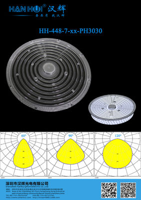 60°/90°/120° Available High Bay Light Lens With Flat Cover φ265mm 2835LEDs PC Material High Power