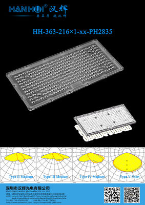 216pcs 2835 LEDs High Power LED Light Lens PC Material T2M/T3M/T4S/T5 Available For Street Lighting