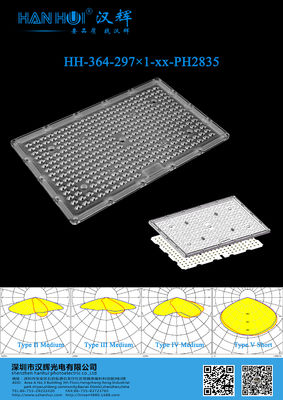 297 IN 1 2835 LEDs Waterproof LED Lens PC Material T2M/T3M/T4S/T5 Available For Street Lighting