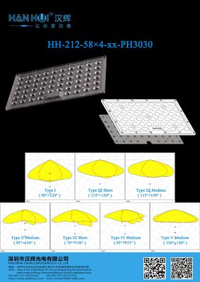 232pcs 3030 LED Lens 279×150MM LED 90120/T3S/T5M/T2M/T3S/T3M/T4M Available Light Output High For Street Lighting & Flood Lighting