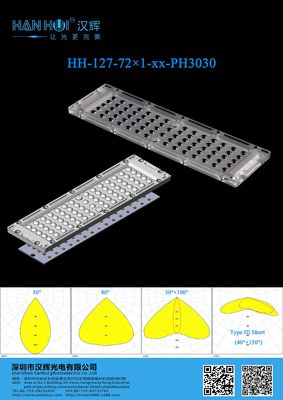 72 IN 1 3030 LED Lens 250.75×74.75MM Easy Installation Glare Reduction For Street Lighting & Flood Lighting