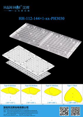 144pcs 3030 LED Lens 284.96×132.96MM T5S/T2M/T3M/T4M Available Enhanced Brightness Weather-Resistant For Street Lighting&Parking Lot Lighting