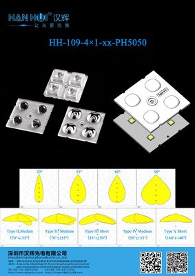 4 IN 1 5050 LED Lens 30°/55°/60°/90°/T2M/T3M/T3S/T4M/T5S Available Lightweight Optimal Illumination For Street Lighting & Flood Lighting