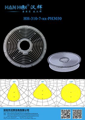 60°/90°/120° Available High Bay Lens 293.12×8.8mm 3030 / 2835 LED Lens