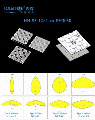 50×50mm 12pcs 3030LEDs Flood Light Lens 25°/55°/90°/120°/T2M/T3S/T4M/T5M Available