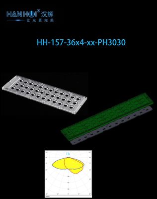 36×4 3030LEDs 276.3×95mm Size LED Street Lighting Lens T3 Degree for Glare-Free Lighting and Consumption