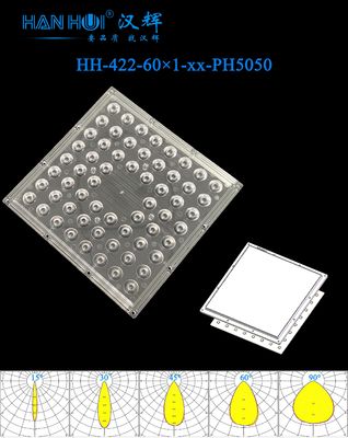 188×188×12.1mm Size 15°/30°/45°/60°/90° Available 60 In 1 5050LEDs Glare Reduction Durable Design Stadium Lighting Lens