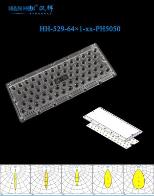 10°/15°/20°/40°/60° Available 64pcs 3737&5050LEDs 286×116×11.8MM Size Anti-Glare PC Material Brightens Output Stadium Lighting Lens