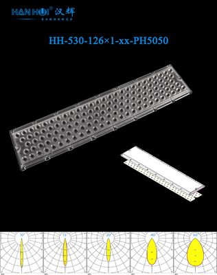High Transmittance Glare Reduction PC Material Lens for Stadium Lighting 520×116×11.8mm Floodlights 126PCS 3737 5050LEDs