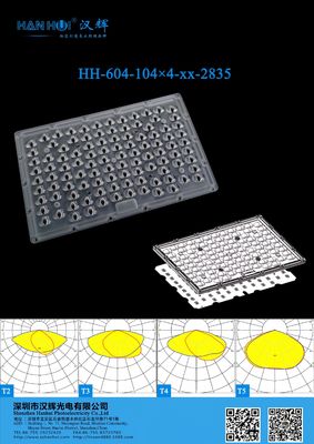 New Lens 292.2×181.47×6.5mm 2835LEDs Anti-Glare Multiple Lighting Distribution IP65 Waterproof Capability Street Lighting Lens