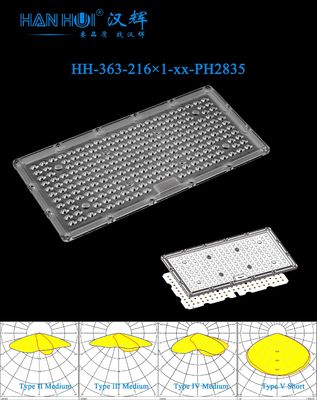 292.2×141.5mm Size Multiple Light Distribution Angles Low Glare PC Material Water Resistance Lens For Streetlighting