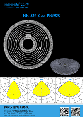 8 Rings UFO High Bay Light Lens φ263.8mm Size 3030/2835LEDs Waterproof Lens