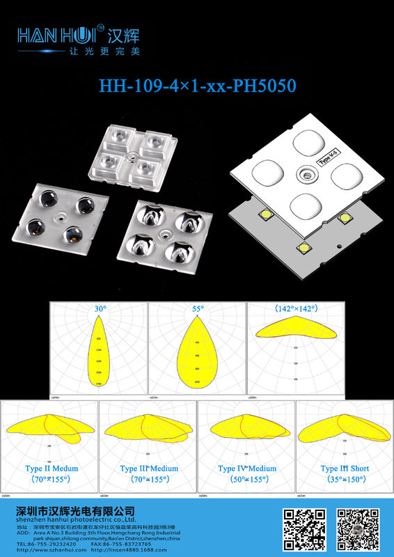 4 PCS 5050 LEDs High Transmittancy High Efficiency LED Lens LED Street Light Lens For LED Street and Area