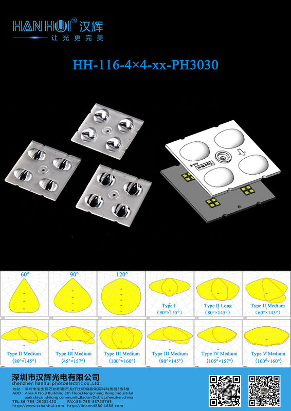16 PCS 3030 LEDs High Transmittancy High Power LED Lens Street Light Lens For LED Street and Area
