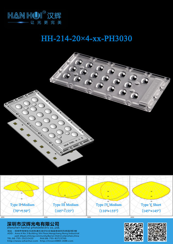 High Power LED Lens for Street and Parking Lot Lighting 80 Light Source 92% Transmittance