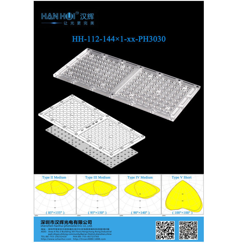 144PCS 3030 LED Lens 92% Transmittance High Performances LED Lens For Street Lighting, Parking lot Lighting