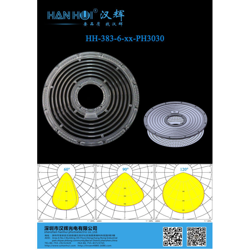 High Power High Transmittances 3030 LED Lens 263.03×8.8mm LED Light Lens For High Bay Lighting