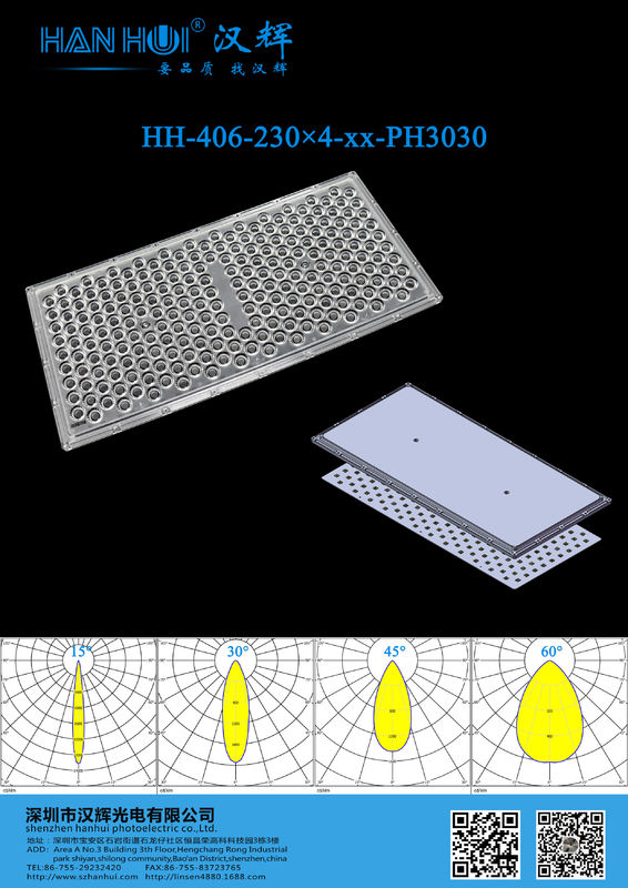 481×231×12.6mm LEDs High transmittances High Power 3030 LED Light Lens For Stadium Lighting