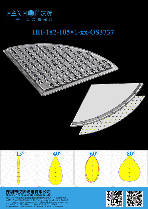 3737/5050 LEDs High Power 92% Tranmisttances 105 In 1 LEDs Light Lens For Stadium Lighting