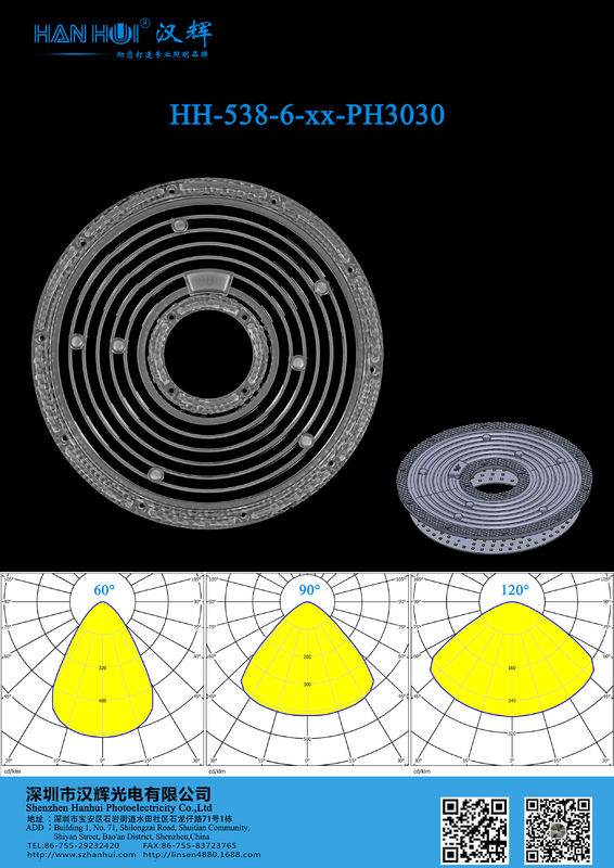 60°/90°/120° High Power LED Lens for UFO High Bay Light Waterproof Optical Grade PC