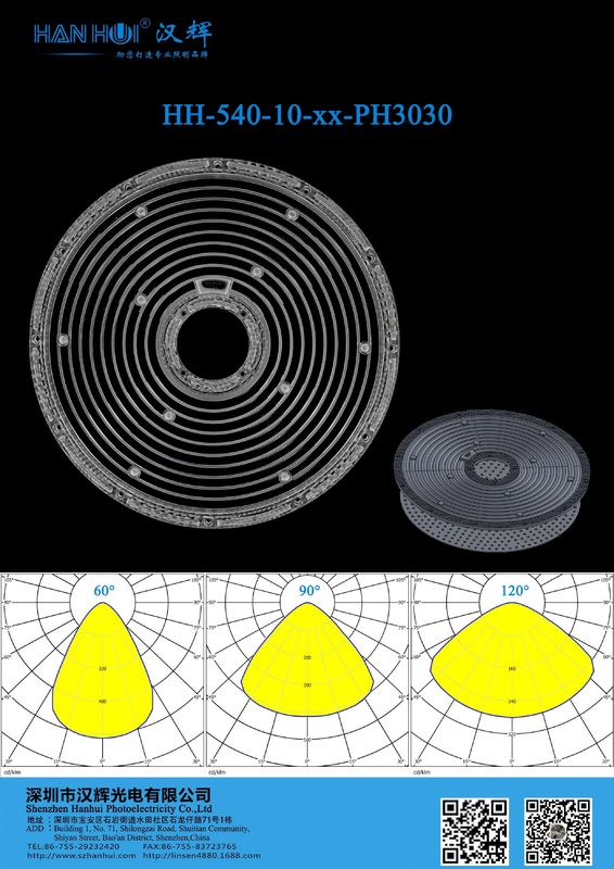 3030 LEDs High Bay Light Lens Φ293mm High Power High Transmittance