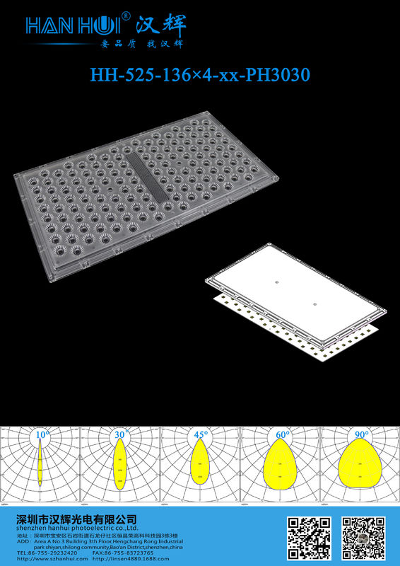 544pcs 136×4 LED Lens PC Material 10°/30°/45°/60°/90° Available High Power Environmental-Friendly For Stadium Lighting