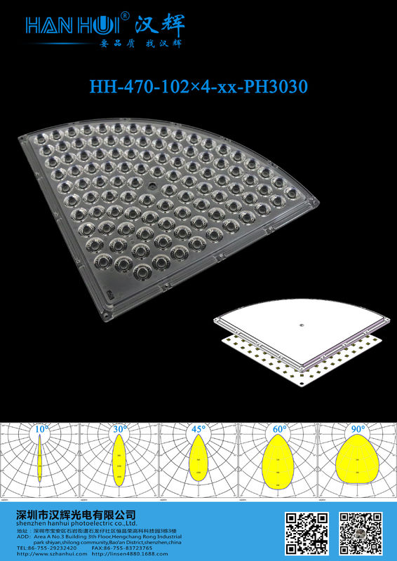 408pieces 3030LEDs High Power LED Lens 272×272mm 10°/30°/45°/60°/90° Available For Stadium Lighting