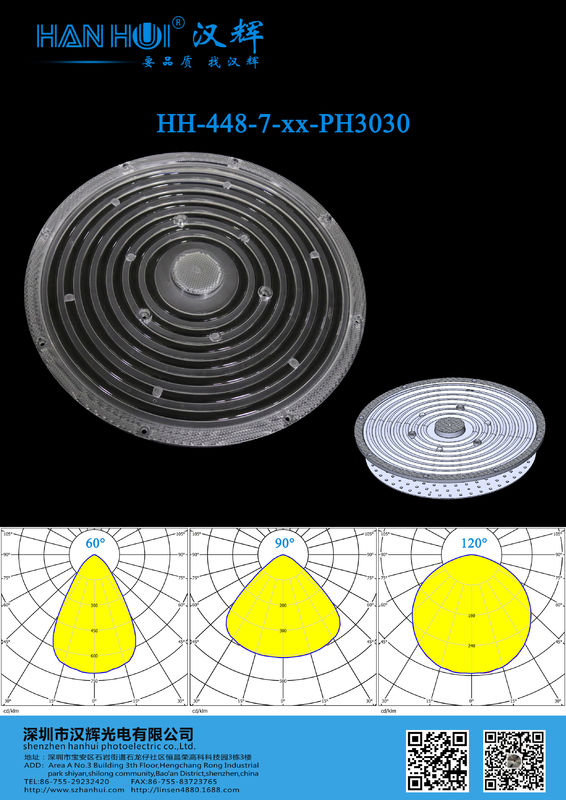 60°/90°/120° Available High Bay Light Lens With Flat Cover φ265mm 2835LEDs PC Material High Power