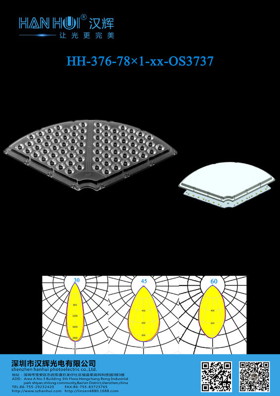 78pcs 3737LEDs Environment-Friendly LED Lens 292.33×161.1×12.7mm 15°/30°/45°/60° Available For Stadium Lighting
