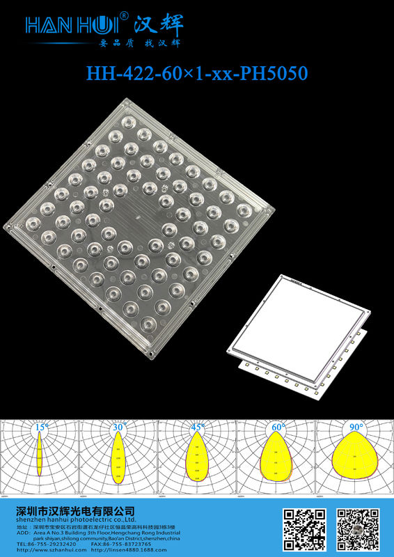 15°/30°/45°/60°/90° Available 60pcs 5050LEDs WaterProof High Power LED Lens For Stadium Lighting