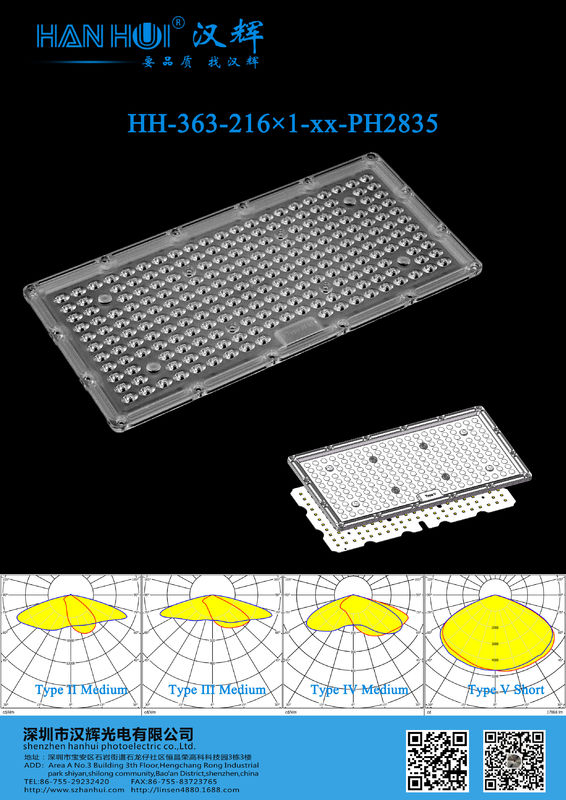 216pcs 2835 LEDs High Power LED Light Lens PC Material T2M/T3M/T4S/T5 Available For Street Lighting