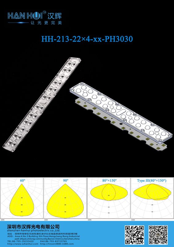 88pcs 3030LEDs 308.1×45MM LED Street Light Lens 60°/90°/80150/T3S Available Durability High Light Uniform