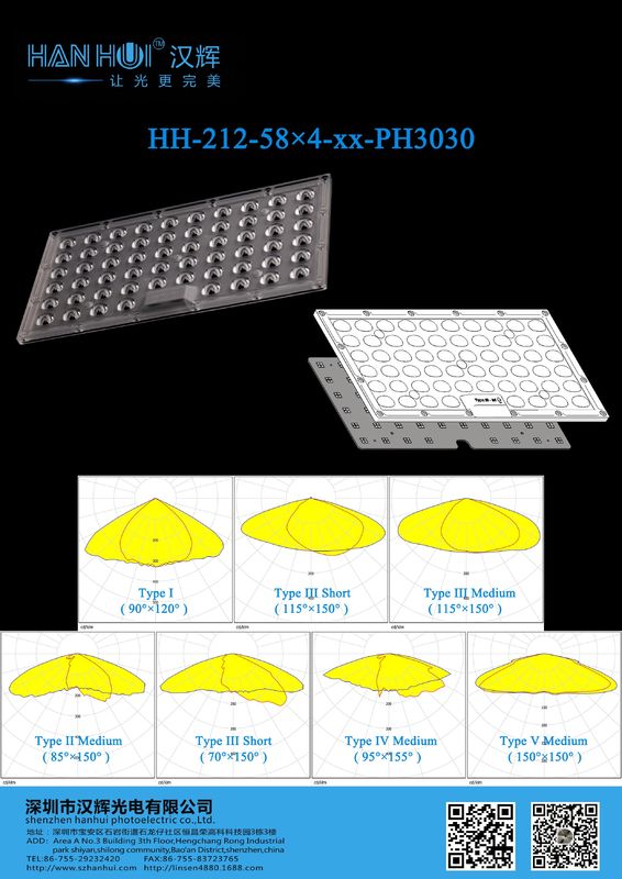 232pcs 3030 LED Lens 279×150MM LED 90120/T3S/T5M/T2M/T3S/T3M/T4M Available Light Output High For Street Lighting & Flood Lighting
