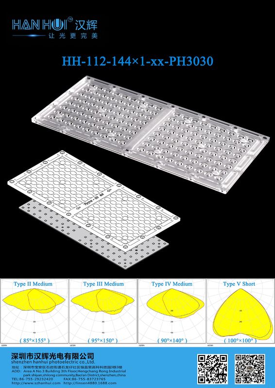 144pcs 3030 LED Lens 284.96×132.96MM T5S/T2M/T3M/T4M Available Enhanced Brightness Weather-Resistant For Street Lighting&Parking Lot Lighting