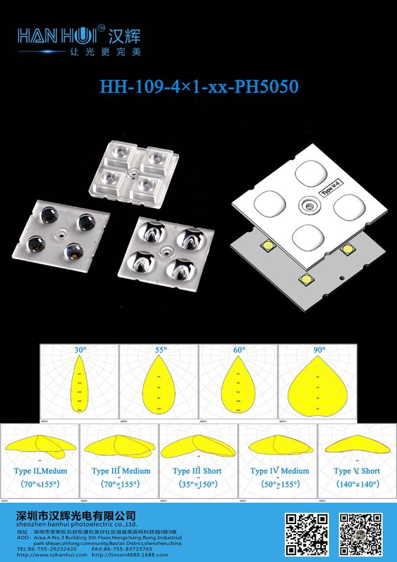 4 IN 1 5050 LED Lens 30°/55°/60°/90°/T2M/T3M/T3S/T4M/T5S Available Lightweight Optimal Illumination For Street Lighting & Flood Lighting