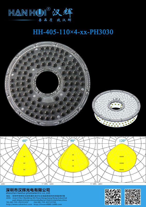 60°/90°/120° Available High Bay Light Lens 263.03×9mm 440pcs 3030/2835LEDs Heat-Resistant
