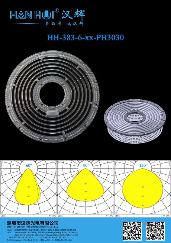 263.03×8.8mm 3030&2835LEDs High Bay Light Lens 60°/90°/120° Available Low Glare Design Eco-Friendly Material