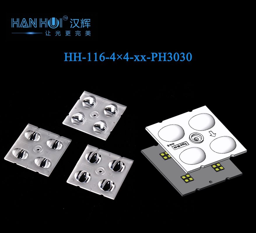 High Power Flood Light Lens 4×4 3030LEDs 50×50mm 60°/90°/120°/90155/60140 Available Comfortable Vision Eco-Friendly Material
