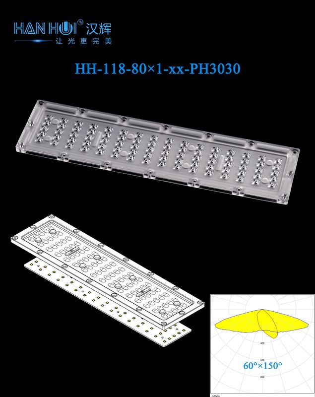 80 In 1 295×80mm 3030 LED Lens 60150 Degree Available Glare-Free Lighting High Efficiency For Flood Lighting