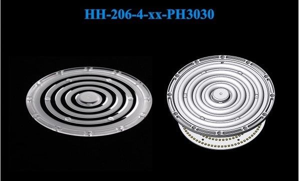 3030/2835 LEDs 184×9.5mm 60°/90°/120° Available PC Material Light Uniform Distribution UFO High Bay Lighting Lens