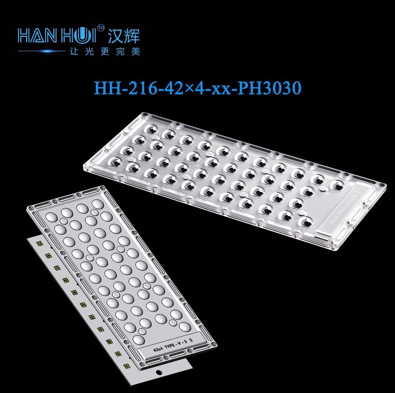 290×126mm 42×4 3030LEDs Optical Grade Uniform Distribution LED Lighting Lens For Parking Lot Lighting