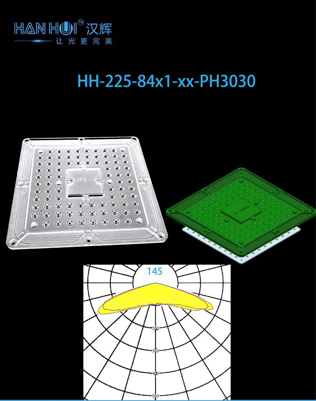 84 In 1 3030 LED Lens 204.81×204.81×10.05mm Size LED Parking Lot Lighting Lens Optimal Beam Angle High-Performance Grade