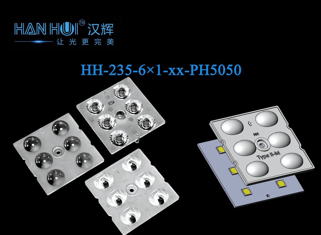 6 In 1 49.6×49.6mm Size 5050 LEDs Reliable Performance Enhanced Beam Uniformity For LED Street Lighting& Flood Lighting Lens
